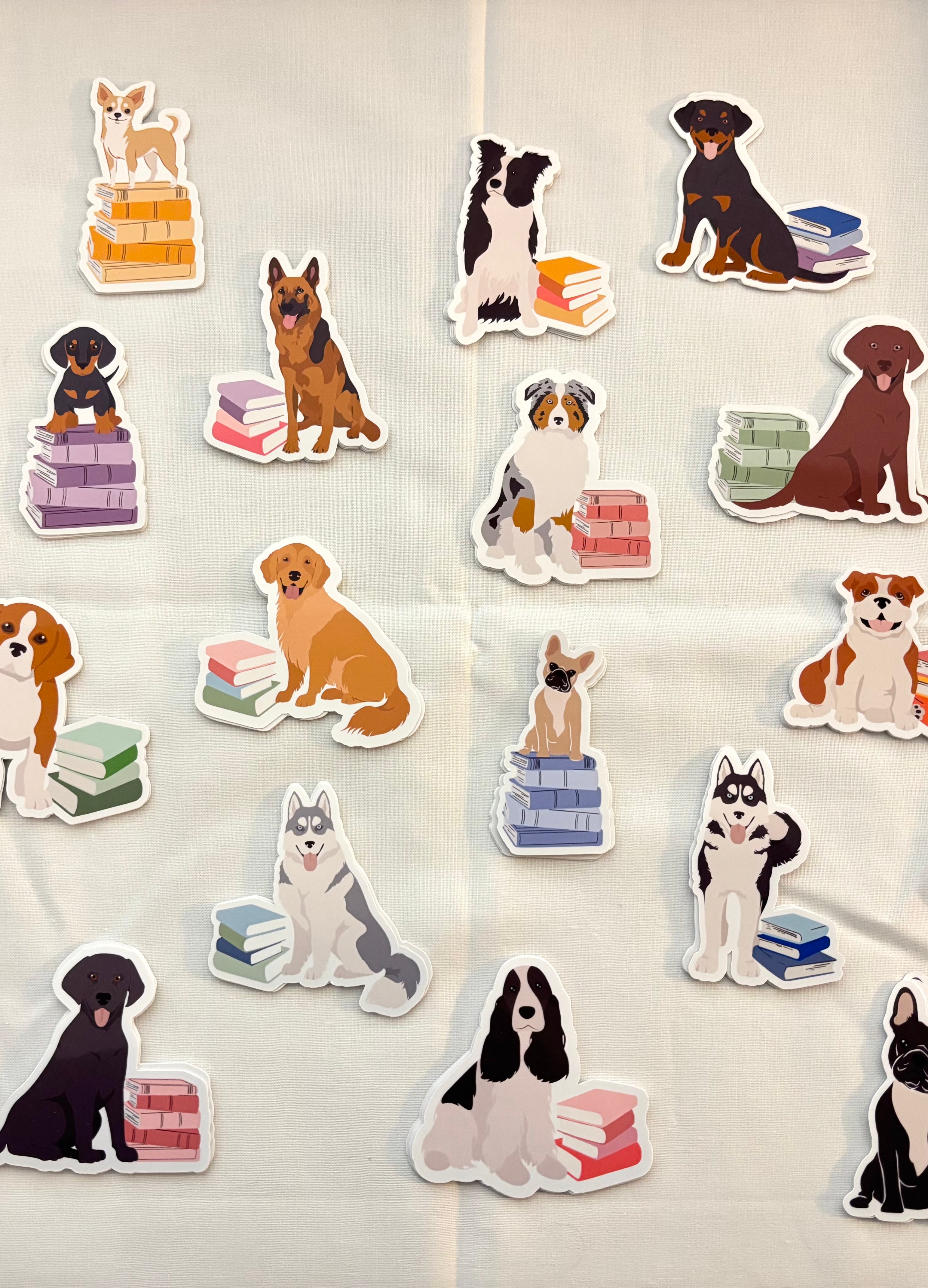 Dog on Books Sticker