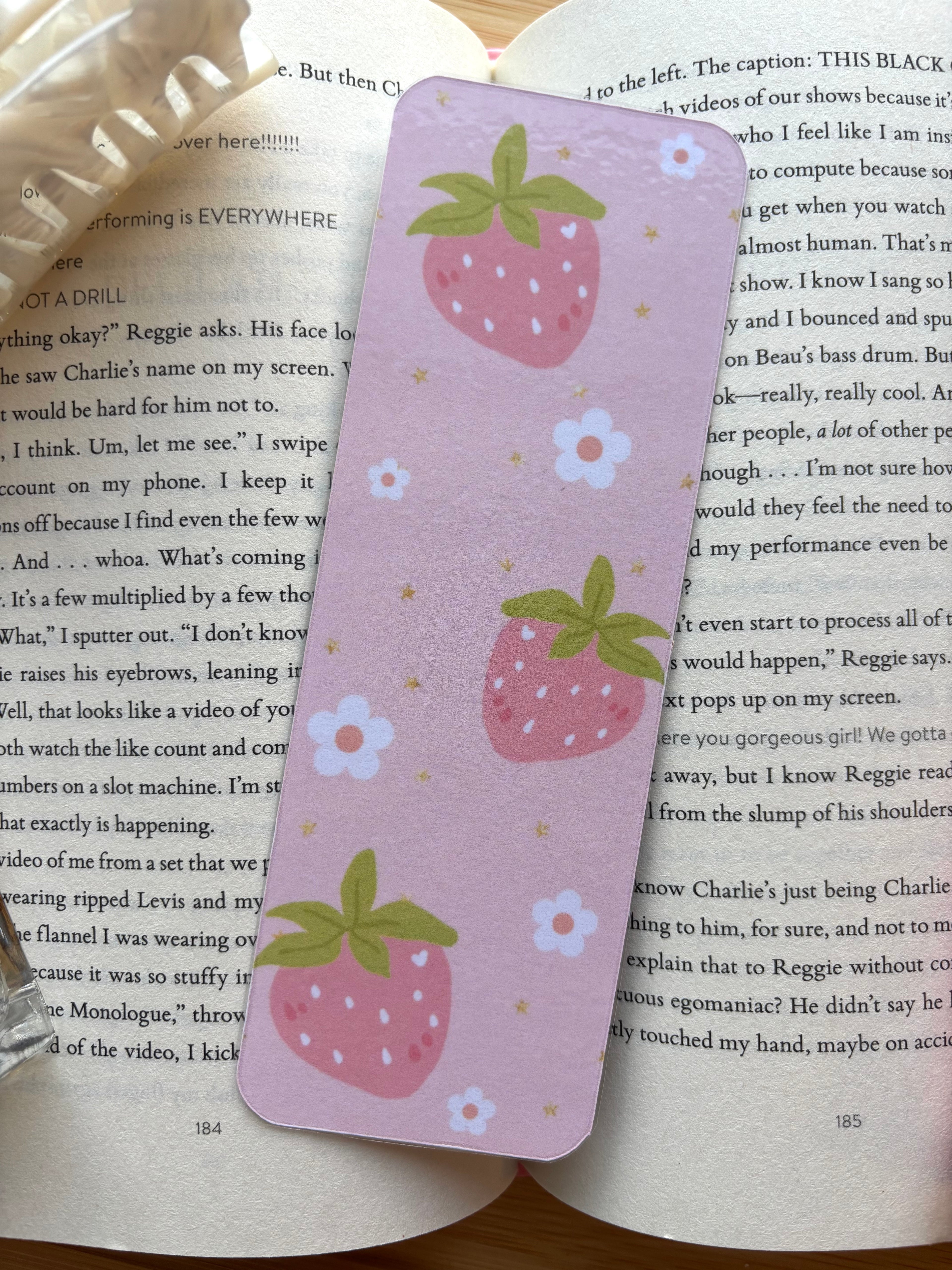 Pink Strawberry Bookmark