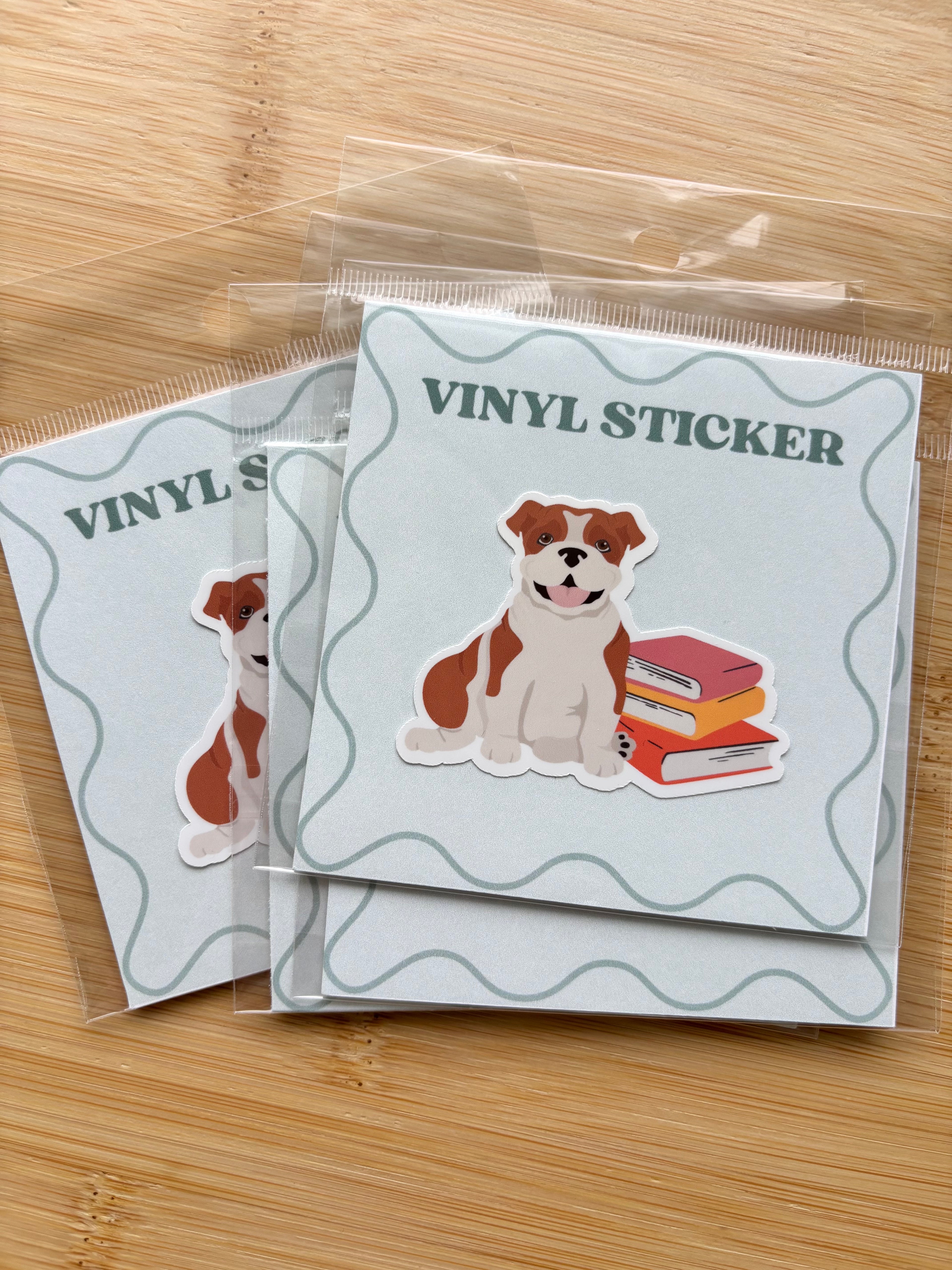 Dog on Books Sticker