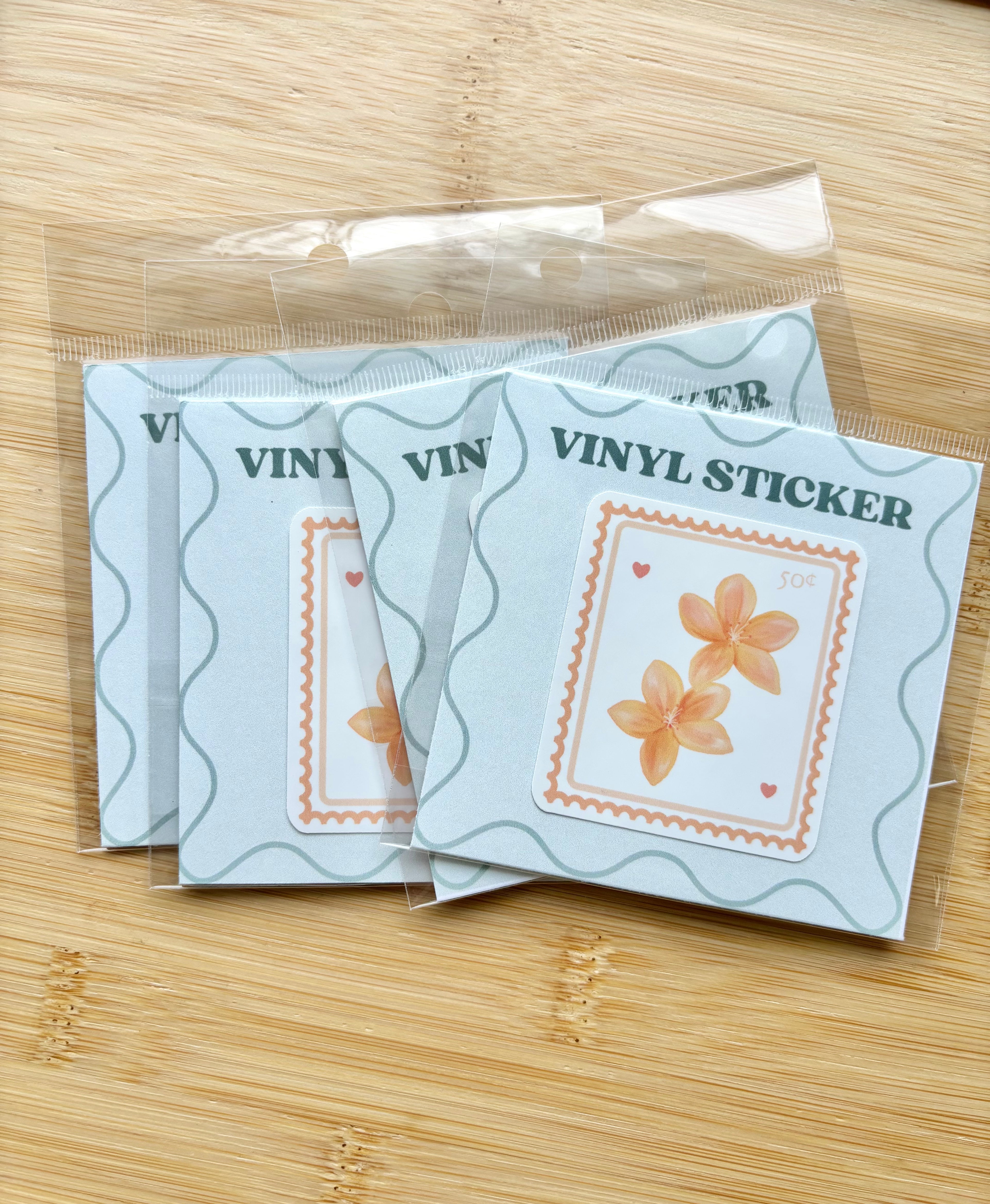 Orange Flower Stamp Sticker